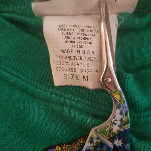 Vintage Christmas Sweater With Teddy Bear Wreath Functional Bells Size Medium - Picture 5 of 8